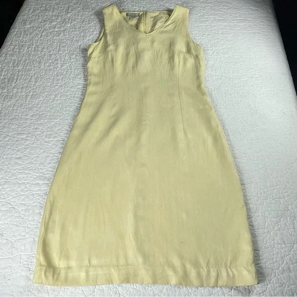 🔥Tommy Bahama 100% Silk Knee Length Yellow Butter Dress - Picture 4 of 13